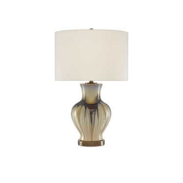 Currey & Company 6000-0580 Muscadine Table Lamp in Cream/Brown/Antique Brass 1