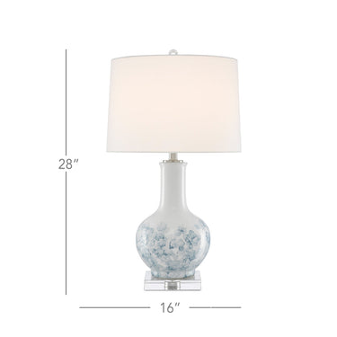Currey & Company 6000-0581 Myrtle Table Lamp in White/Blue/Clear/Polished Nickel 4