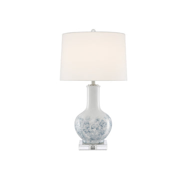 Currey & Company 6000-0581 Myrtle Table Lamp in White/Blue/Clear/Polished Nickel 1