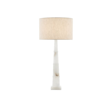 Currey & Company 6000-0595 Alabastro Table Lamp in Alabaster/Polished Nickel 1