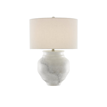 Currey & Company 6000-0623 Kalossi Table Lamp in Painted White/Painted Gray/Contemporary Silver Leaf 1