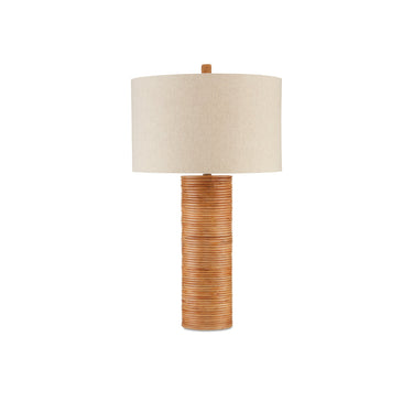 Currey & Company 6000-0735 Salome Table Lamp in Brass/Natural Rattan 3