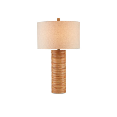 Currey & Company 6000-0735 Salome Table Lamp in Brass/Natural Rattan 1