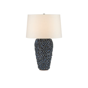 Currey & Company 6000-0745 Milos Blue Table Lamp in Blue 1