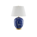 Currey & Company 6000-0793 Sakura 1 Light Table Lamp in Blue/White/Raffia 4