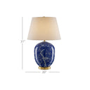 Currey & Company 6000-0793 Sakura 1 Light Table Lamp in Blue/White/Raffia 5