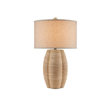 Currey & Company 6000-0797 Karnak 1 Light Table Lamp in Satin Black/Natural Abaca Rope 4