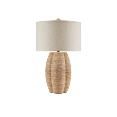 Currey & Company 6000-0797 Karnak 1 Light Table Lamp in Satin Black/Natural Abaca Rope 5