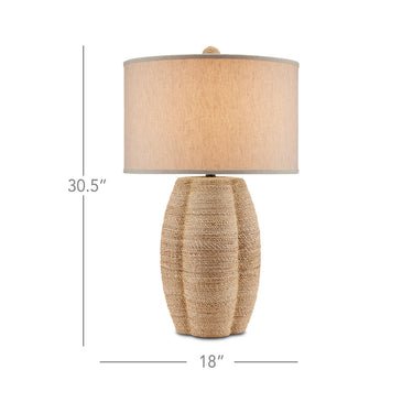 Currey & Company 6000-0797 Karnak 1 Light Table Lamp in Satin Black/Natural Abaca Rope 7