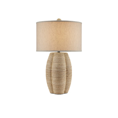 Currey & Company 6000-0797 Karnak 1 Light Table Lamp in Satin Black/Natural Abaca Rope 1
