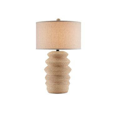Currey & Company 6000-0798 Kavala 1 Light Table Lamp in Satin Black/Natural Abaca Rope 1