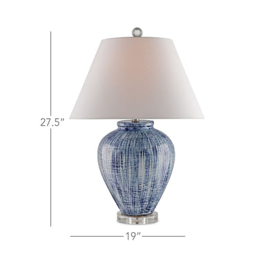 Currey & Company 6224 Malaprop Table Lamp in Blue/White 3