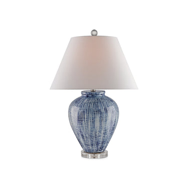 Currey & Company 6224 Malaprop Table Lamp in Blue/White 1