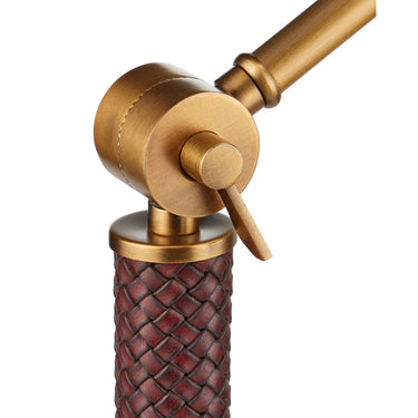 Currey & Company 63.0" Libretto Faux Leather and Brass Floor Lamp 2