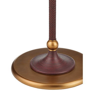 Currey & Company 63.0" Libretto Faux Leather and Brass Floor Lamp 3