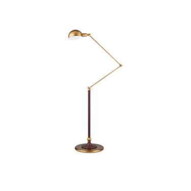 Currey & Company 63.0" Libretto Faux Leather and Brass Floor Lamp 5