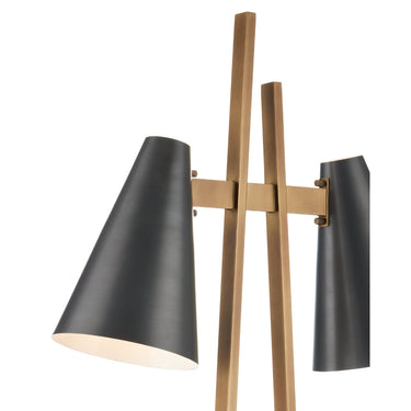 Currey & Company 63.5" Duet 2-Light Bronze and Brass Floor Lamp 1