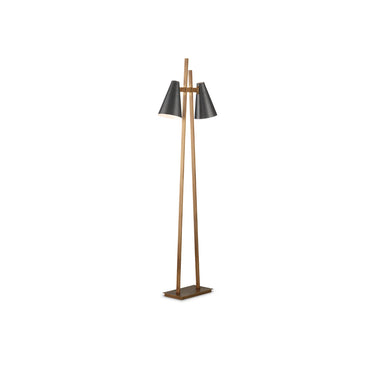 Currey & Company 63.5" Duet 2-Light Bronze and Brass Floor Lamp 3