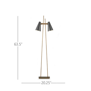 Currey & Company 63.5" Duet 2-Light Bronze and Brass Floor Lamp 7