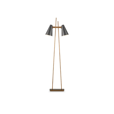Currey & Company 63.5" Duet 2-Light Bronze and Brass Floor Lamp 