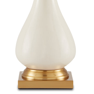 Currey & Company 6425 Lynton Cream Table Lamp in Cream Crackle/Brass 2