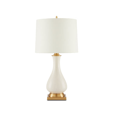 Currey & Company 6425 Lynton Cream Table Lamp in Cream Crackle/Brass 4
