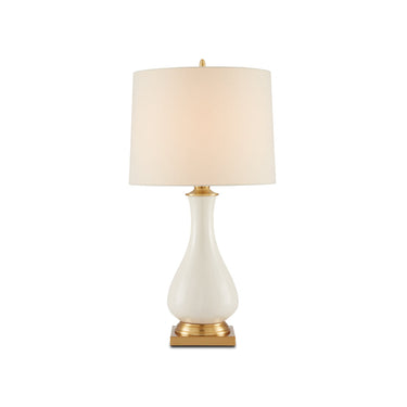 Currey & Company 6425 Lynton Cream Table Lamp in Cream Crackle/Brass 1