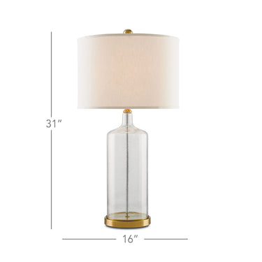 Currey & Company 6510 Hazel Table Lamp in Clear Seeded Glass/Brass 4