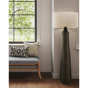 Currey & Company 66" Brigadier Hammered Black Floor Lamp 6