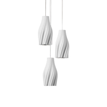 Currey & Company 7.5" Posh Round 3-Light 3-D Printed Porcelain Pendant 3