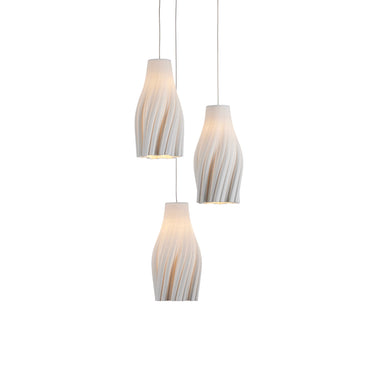 Currey & Company 7.5" Posh Round 3-Light 3-D Printed Porcelain Pendant 