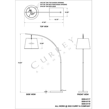 Currey & Company 70" Cloister Arc Floor Lamp 6