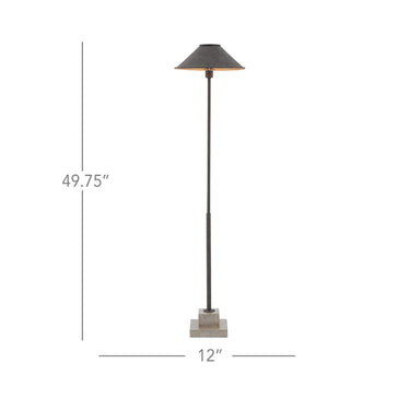 Currey & Company 8000-0016 Fudo Floor Lamp in Mole Black/Contemporary Gold Leaf/Polished Concrete 3