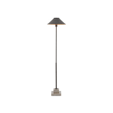 Currey & Company 8000-0016 Fudo Floor Lamp in Mole Black/Contemporary Gold Leaf/Polished Concrete 1