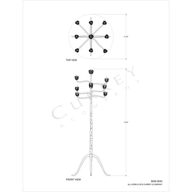 Currey & Company 8000-0045 Agave Americana 9 Light Floor Candelabra in Contemporary Gold Leaf 5