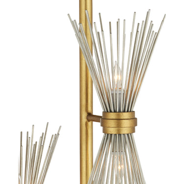 Currey & Company 8000-0046 Novatude 6 Light Floor Lamp in Antique Gold Leaf/Contemporary Silver Leaf 2