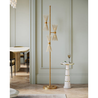 Currey & Company 8000-0046 Novatude 6 Light Floor Lamp in Antique Gold Leaf/Contemporary Silver Leaf 4