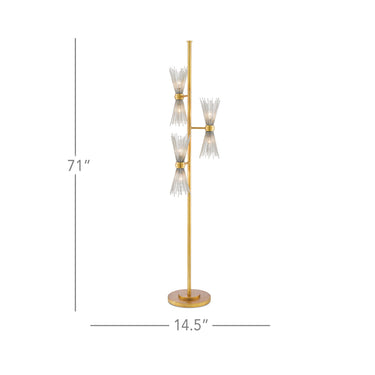 Currey & Company 8000-0046 Novatude 6 Light Floor Lamp in Antique Gold Leaf/Contemporary Silver Leaf 5