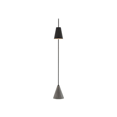 Currey & Company 8000-0070 Lotz 1 Light Floor Lamp in Black Iron/Silver Leaf/Polished Concrete 4