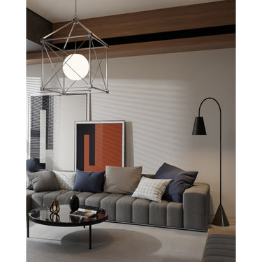 Currey & Company 8000-0070 Lotz 1 Light Floor Lamp in Black Iron/Silver Leaf/Polished Concrete 5