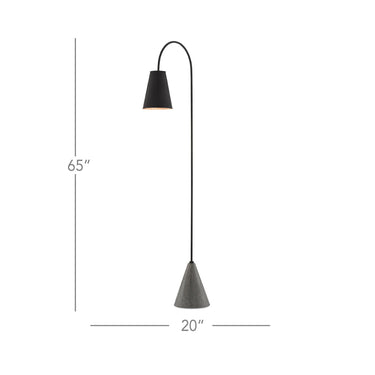 Currey & Company 8000-0070 Lotz 1 Light Floor Lamp in Black Iron/Silver Leaf/Polished Concrete 6
