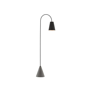 Currey & Company 8000-0070 Lotz 1 Light Floor Lamp in Black Iron/Silver Leaf/Polished Concrete 1