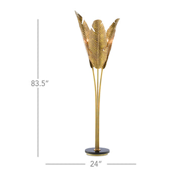 Currey & Company 8000-0071 Tropical 3 Light Floor Lamp in Vintage Brass/Black 5