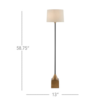 Currey & Company 8000-0073 Keeler 1 Light Floor Lamp in Antique Brass/Black 4