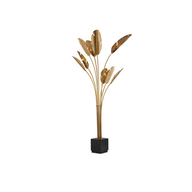 Currey & Company 8000-0075 Tropical Grande 9 Light Floor Lamp in Vintage Brass/Black 3