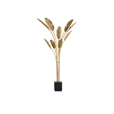 Currey & Company 8000-0075 Tropical Grande 9 Light Floor Lamp in Vintage Brass/Black 4