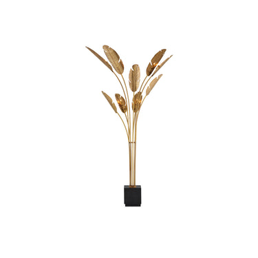 Currey & Company 8000-0075 Tropical Grande 9 Light Floor Lamp in Vintage Brass/Black 1