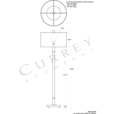 Currey & Company 8000-0081 Bravo 1 Light Floor Lamp in Gray Salt/Antique Brass 6