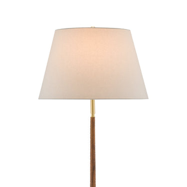 Currey & Company 8000-0087 Circus 1 Light Floor Lamp in Natural/Wood/Brushed Brass 2