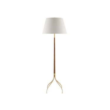 Currey & Company 8000-0087 Circus 1 Light Floor Lamp in Natural/Wood/Brushed Brass 3